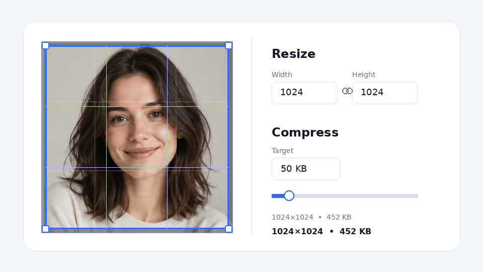Demo: resizing and compressing an image with FormFit